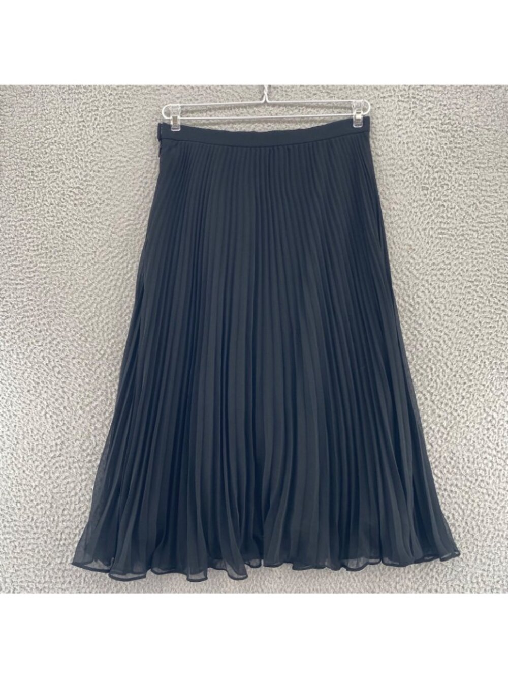 Polo Ralph Lauren Skirt Womens 2 Black Lined Chiffon Knife Pleat Below Knee Midi - Picture 3 of 11